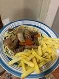 Lomo saltado con fetuccini