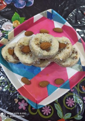 A picture of Badam khoya dry fruit roll.