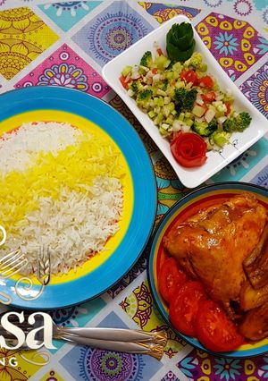 عکسی از دستور خورشت مرغ و بادمجان