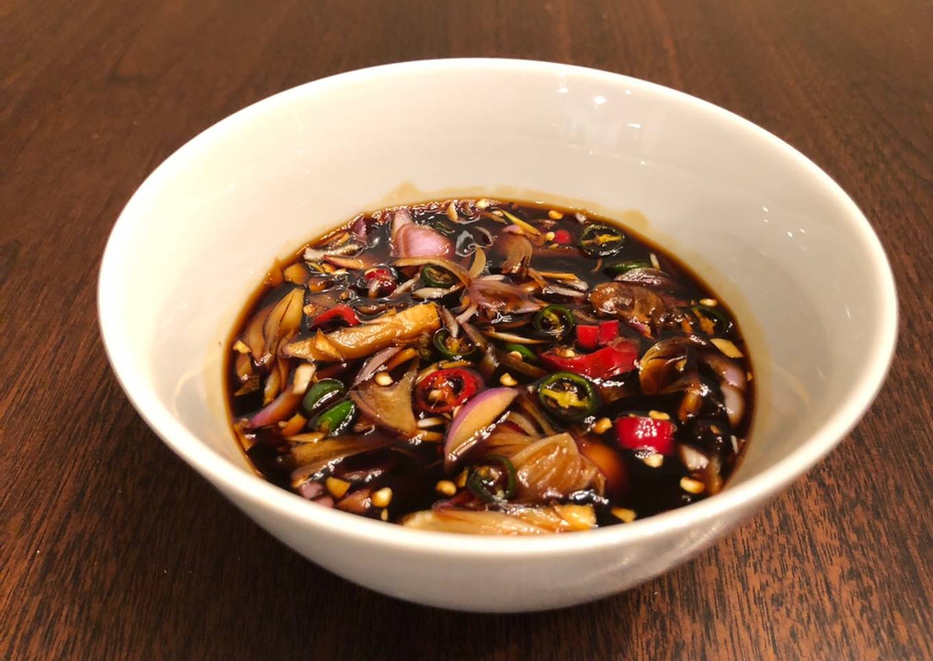 Indonesian spicy sweet soy dipping sauce (sambal kecap)