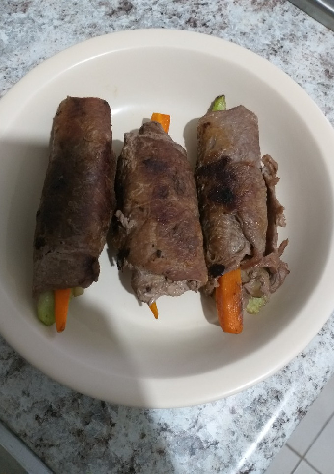 Una foto de Rollitos de bistec con verduras