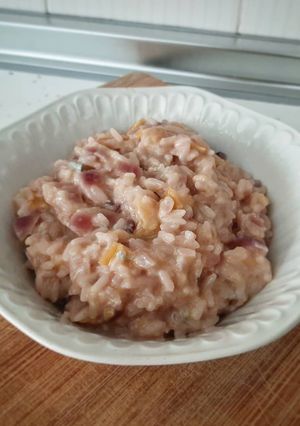 Una foto de Risotto de manzana y gorgonzola