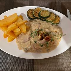 A picture of WOW !!! Swiss (Zurich) Pork with Mushroom Cream Sauce.
