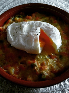 Una foto de Verduras a la crema con huevo