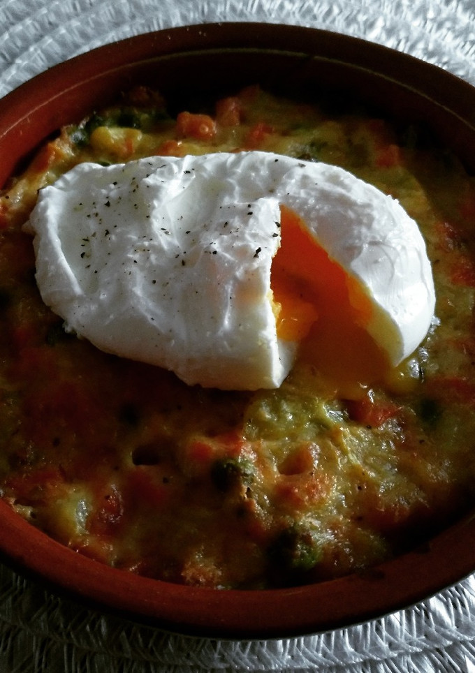Una foto de Verduras a la crema con huevo