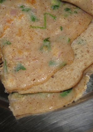 A picture of Tri-grain Dosa - Wheat, Millet and Oats.