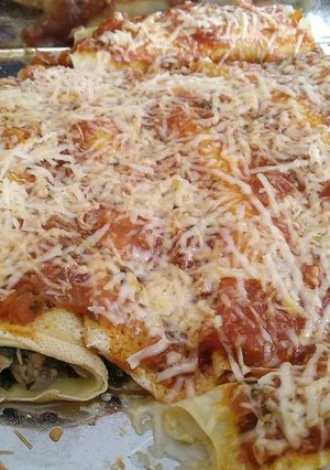 Una foto de Canelones de espinaca o acelga