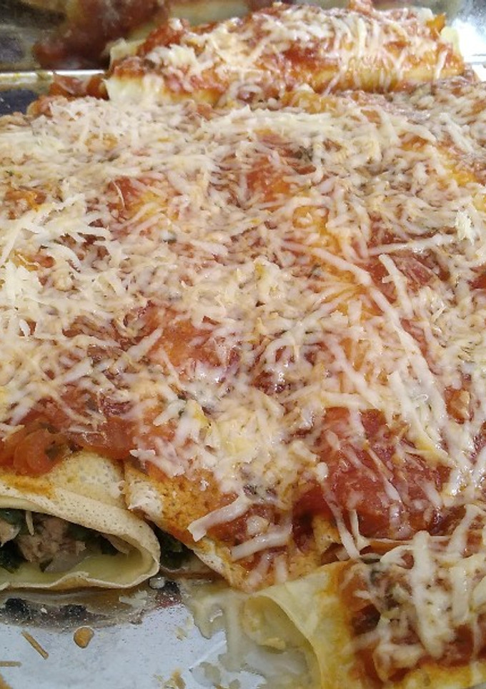 Una foto de Canelones de espinaca o acelga