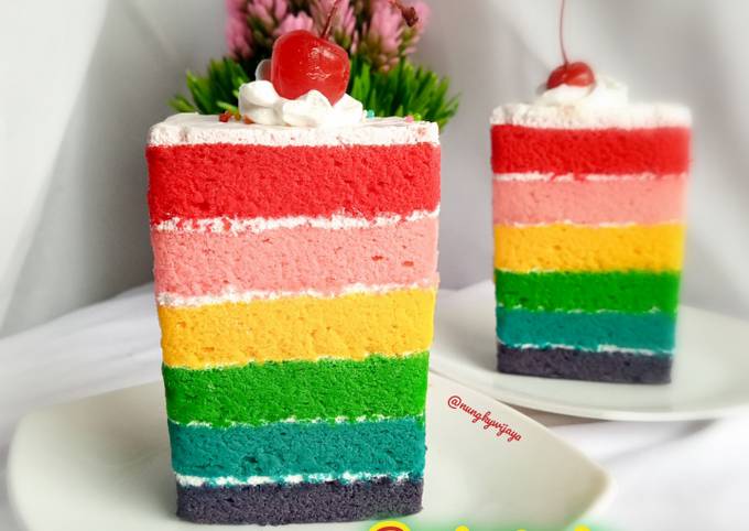 Rainbow cake kukus ekonomis