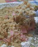 Arroz con espinaca, jamón y queso