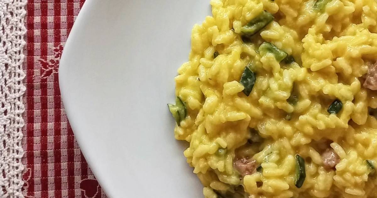 Ricetta Risottino allo zafferano con zucchine e pancetta croccante di