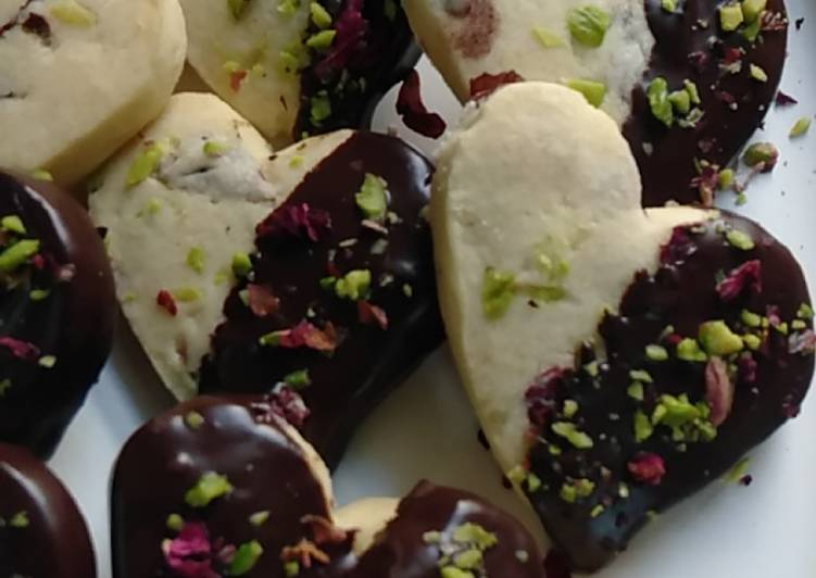 Rose pistachio chocolate cookies