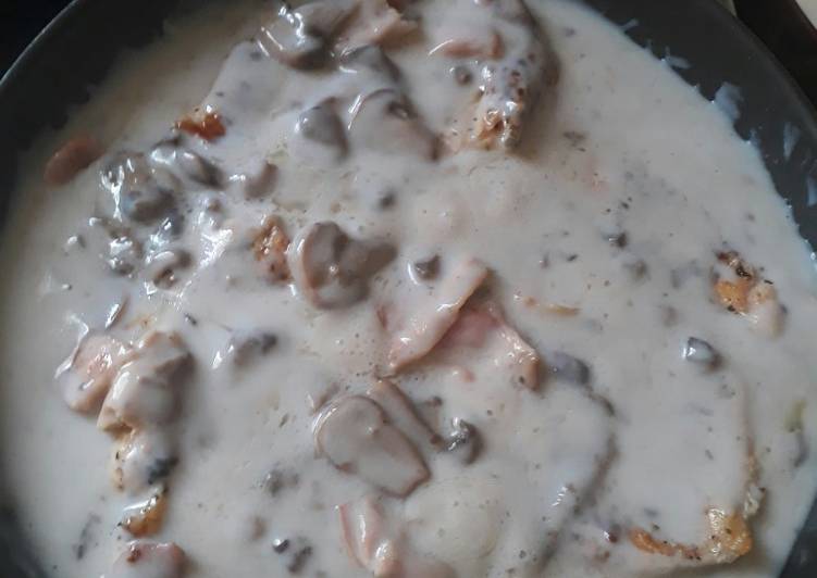 como hacer champiñones con pollo y crema