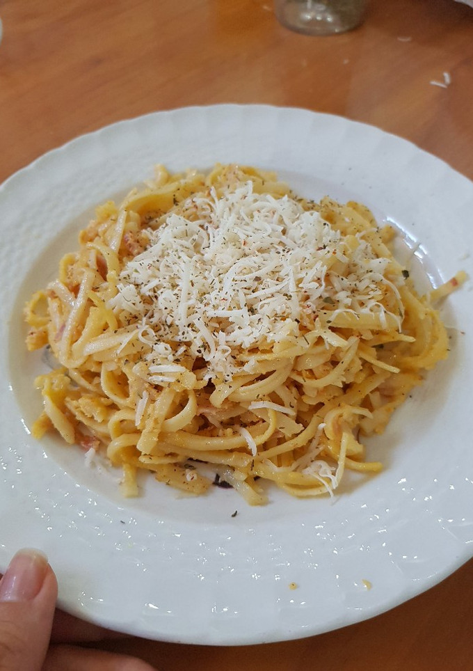 Una foto de Pasta a la carbonara clásica