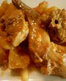 Conejo con salsa de almendras
