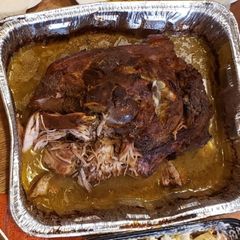 Chef Zee's pernil dominicano (pork shoulder) A picture of Chef Zee's pernil dominicano (pork shoulder).