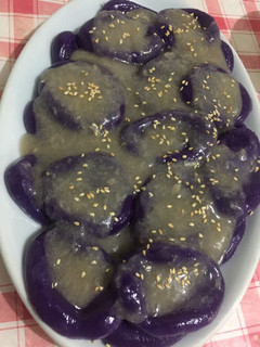 A picture of Palitaw with Coconut Cream.