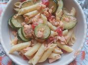 A picture of pasta tomato garlic