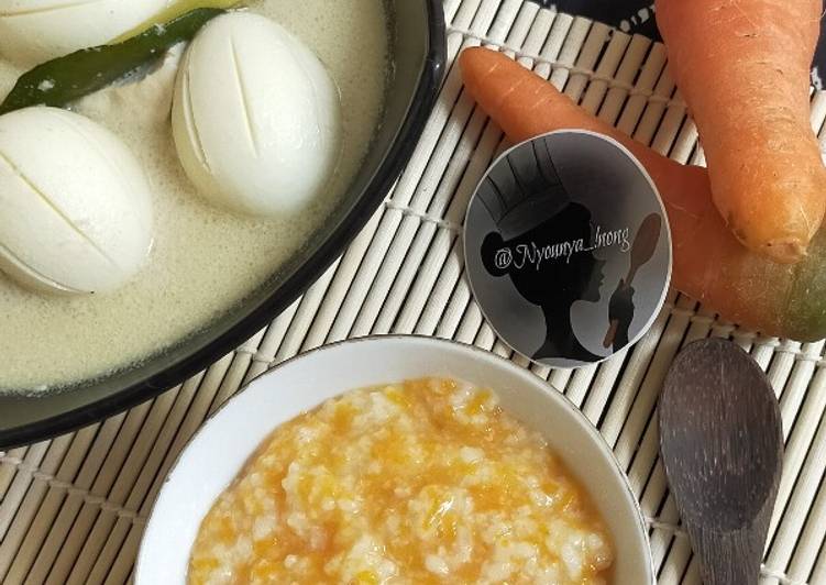 Cara Gampang Menyiapkan Carrot Porridge with Opor Tahu &amp; Telur yang Lezat
