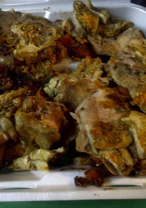 A picture of Pork carrots and eggplant roast.