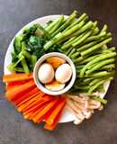 Rau Củ Luộc Chấm Nước Mắm Dằm Trứng Lòng Đào