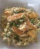 Risoni a la crema con pollo a la plancha