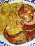 Picantones al horno con patatas panaderas