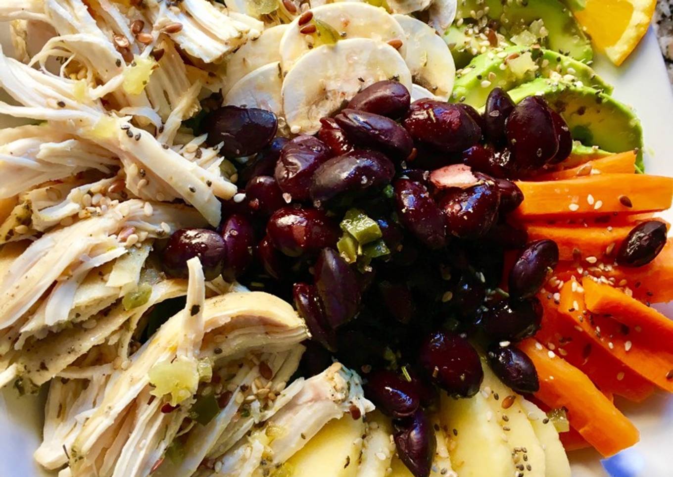 Ensalada variada con vinagreta de naranja