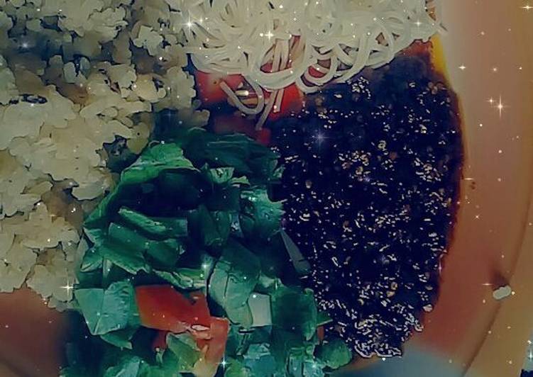 Simple Way to Prepare Homemade Rice and beans with chito and salad