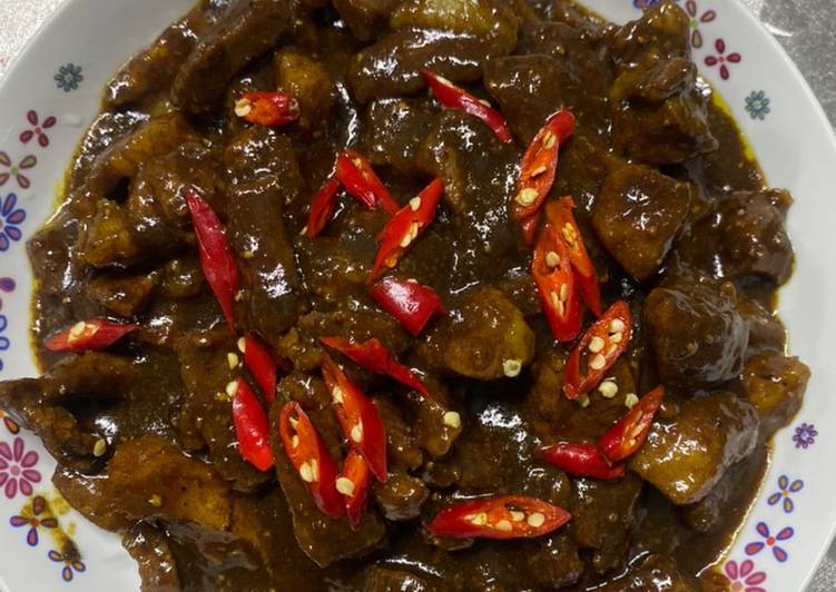 Daging kambing masak tongseng kecap pedasssss