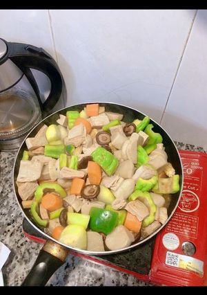 Hình của món Sườn chay xào rau củ.