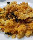 Cuscús de gambas al ajillo y algas wakame