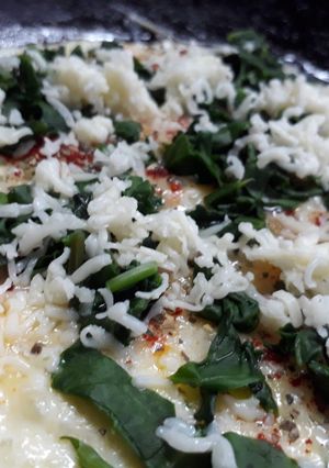 A picture of Spinach cheese omellete.