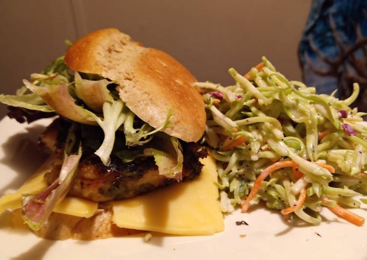 Grilled Chicken On Rye with Broccoli Slaw