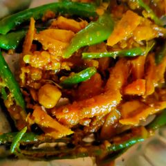 A picture of Green chilli and ginger pickle.