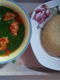 Stew and ewedu soup.with eba