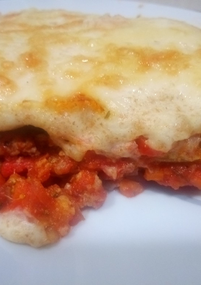 Una foto de Lasaña con soja y cilantro