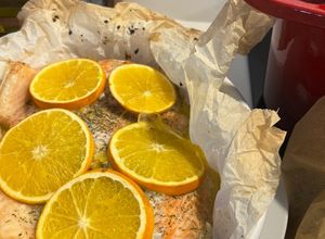 Foto principal de Salmón a la naranja con mantequilla y eneldo al horno |Cena rápida o batch cooking