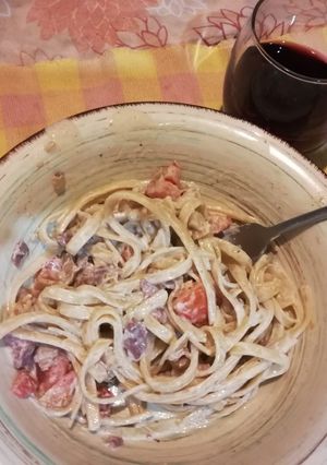 Una foto de Fetuccini cremoso