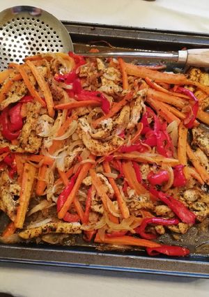 A picture of Chicken with vegetables.