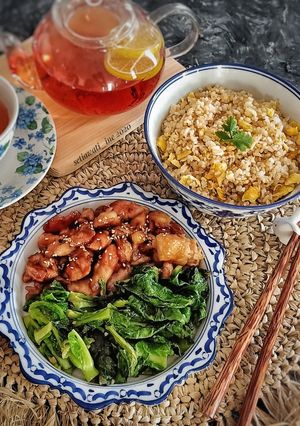 Foto resep Nasi goreng telur dgn chicken teriyaki & tumis cuciwis