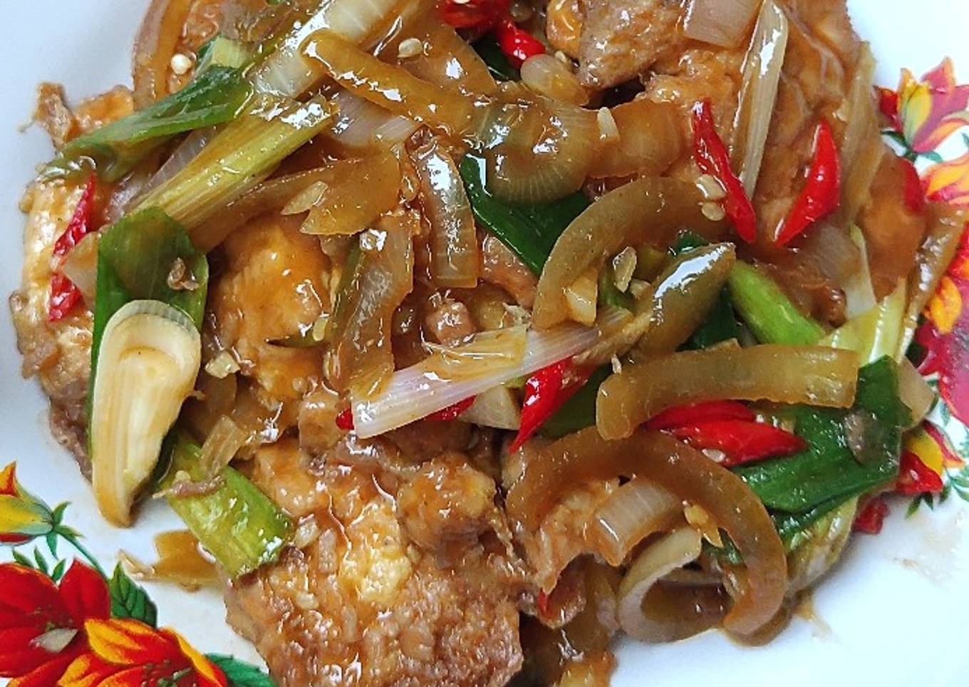 Tempe telor saus teriyaki