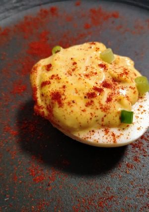 A picture of Redemption curried eggs.