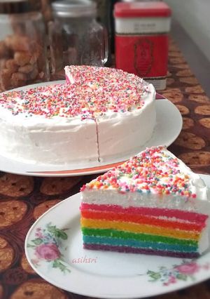 Foto resep Rainbow Cake Panggang - newbie friendly 🤑