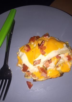 Una foto de Lasaña de Jamón y picadillo de vegetales sin Horno y sin molde!