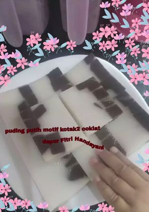 Foto resep Puding putih motif kotak2 coklat