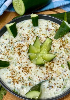 A picture of Cool n refreshing cucumber raita 🥒🌶😍.