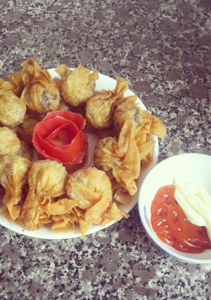 Hình của món Hoành thánh chay.
