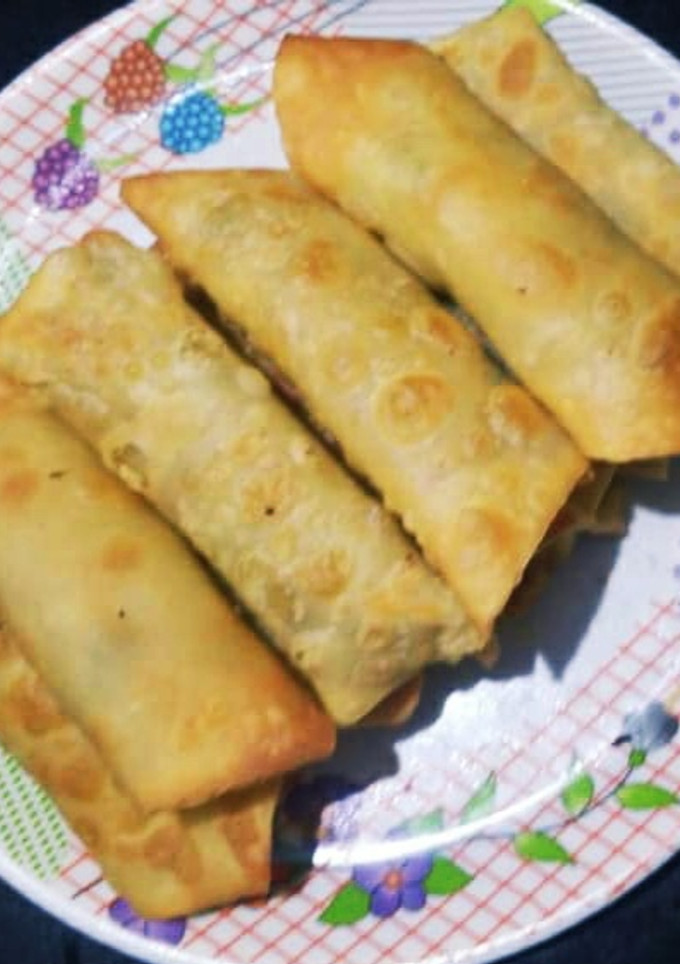A picture of Vegetable Spring Rolls (with homemade wrapper).