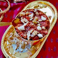A picture of Authentic Gud Gajar ka Halwa/ Carrot Halwa with Jaggery.